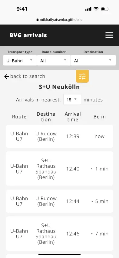 "BVG App" - Berlin Public Transport App